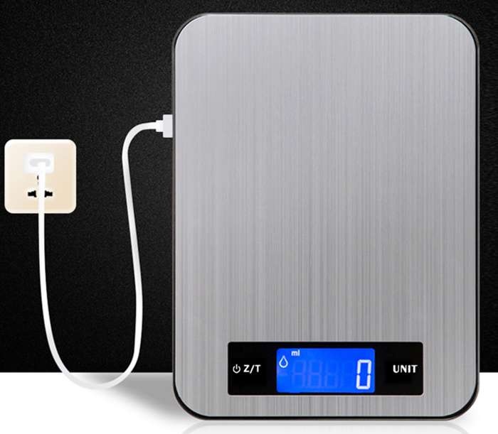 Large Stainless Steel Platform USB Rechargeable Digital Kitchen Scale